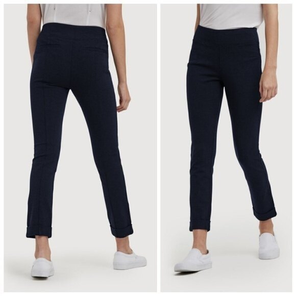 Kit and Ace Navy Midnight Blue Cuffed York Pants Pull On Stretchy Trouser Size 0 - Picture 1 of 16